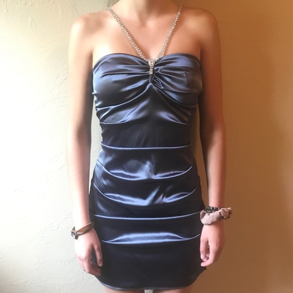 Silver/grey silky formal/homecoming dress - Picture 1 of 7
