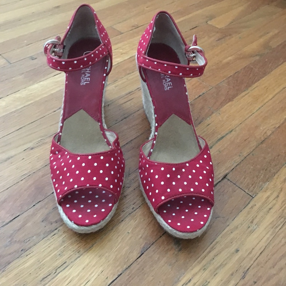 MK polka dot wedges