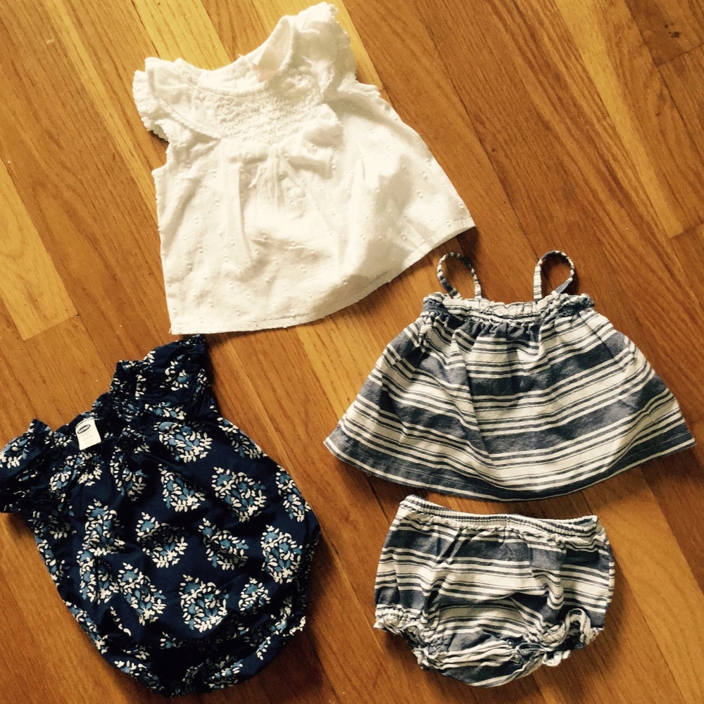 Bundle of 3 summery outfits for 0-3 month girl