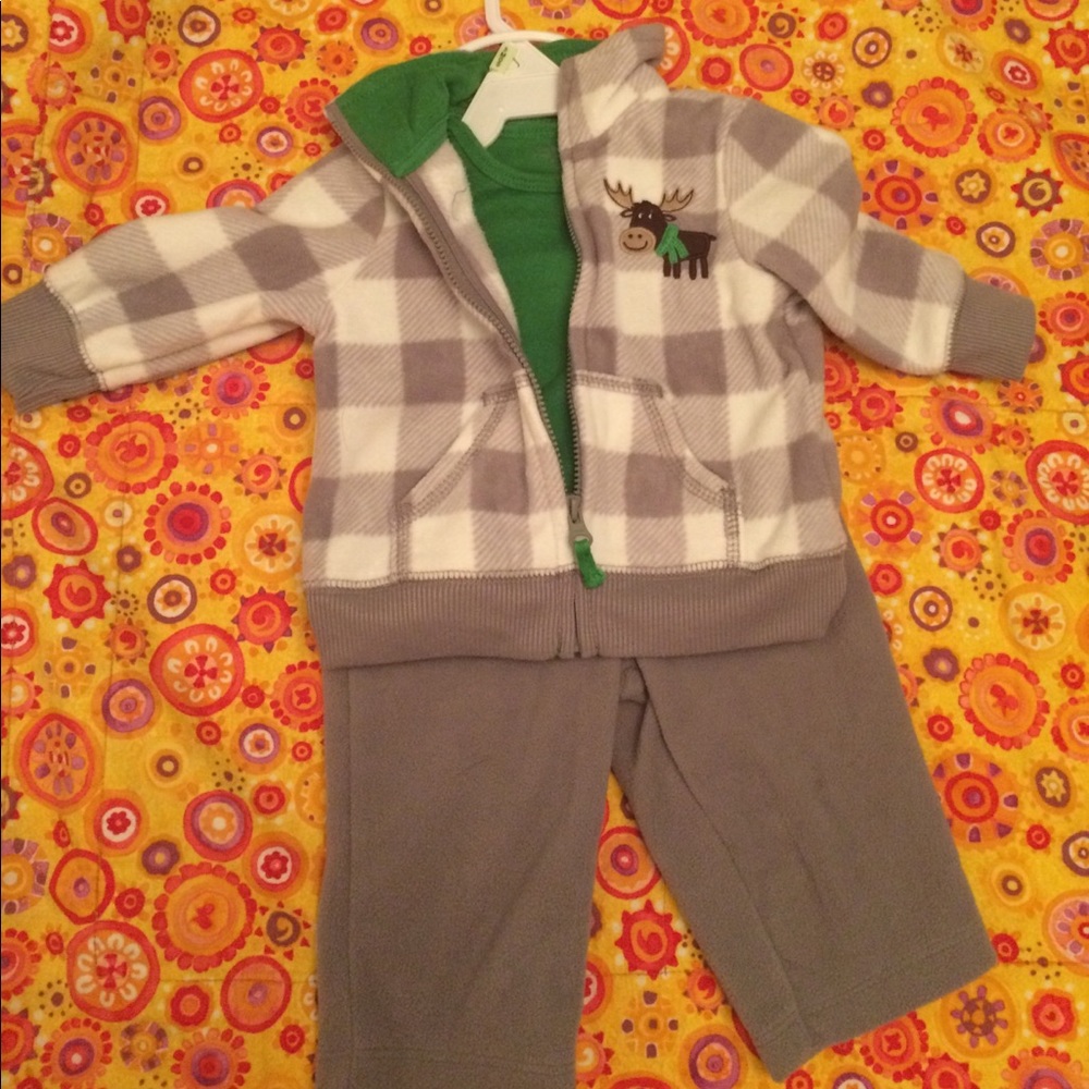 Baby boy three piece fleece set