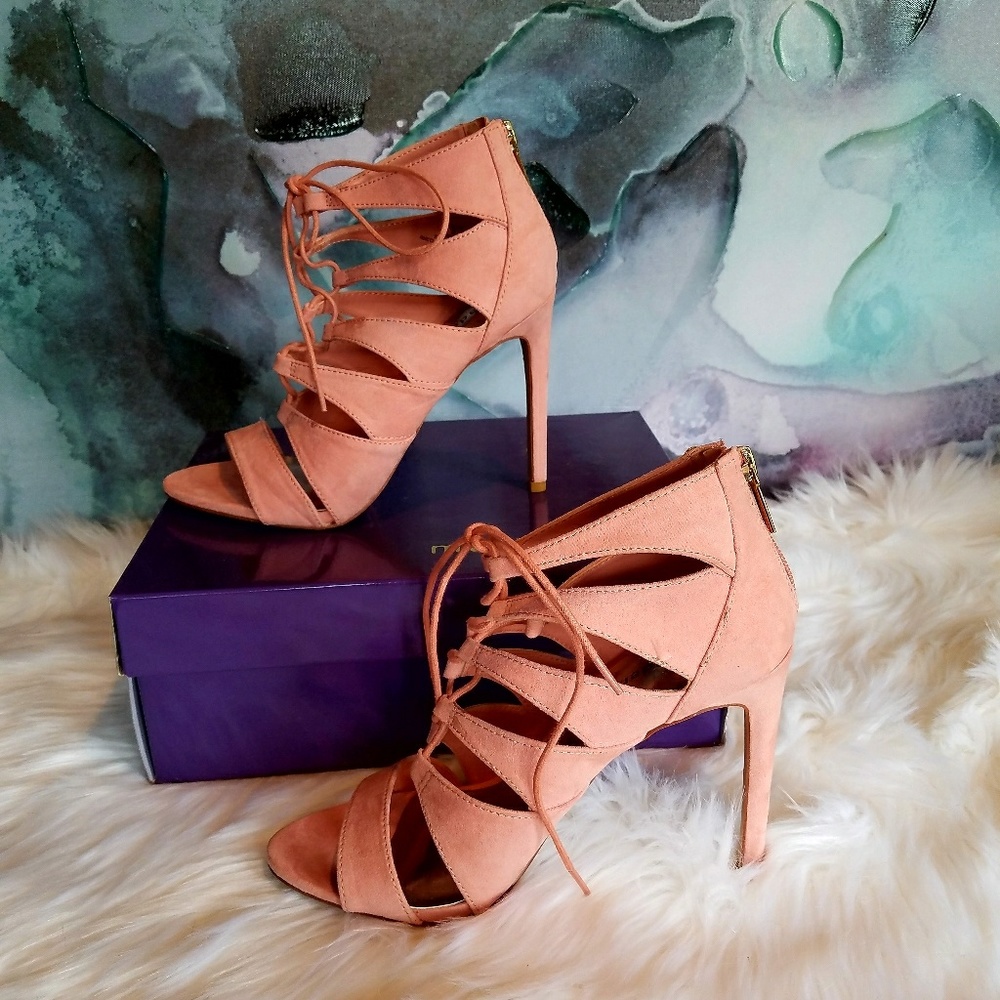 NIB Steve Madden Lace Up Pink Heels 7