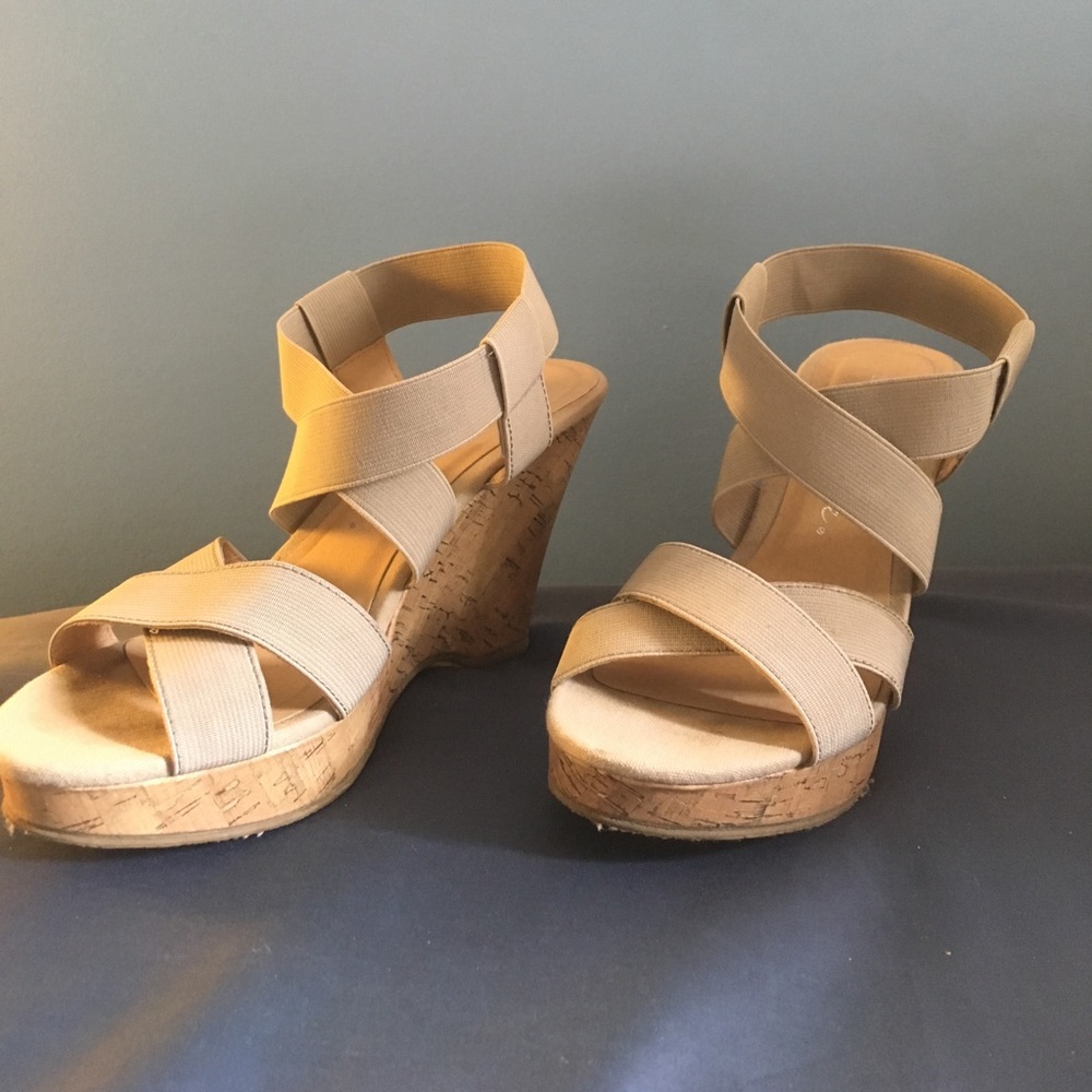 Shoes cork wedge heel summer