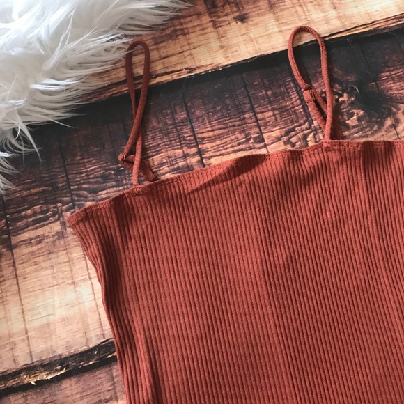 << Rust Ribbed Classic Bodysuit >> - Picture 2 of 4