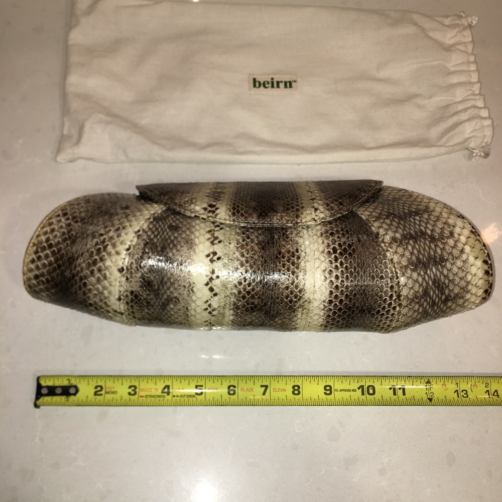 Beirn Snakeskin Clutch Shoulder bag Grey/Cream