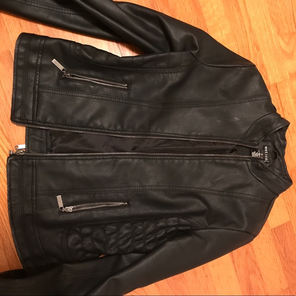 Faux black leather jacket