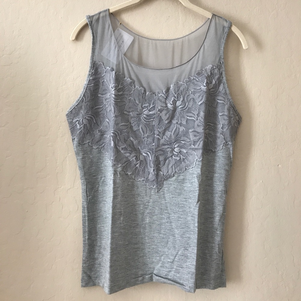 Grey Lace tank top