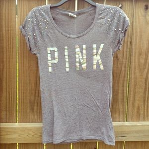 PINK gray bling t-shirt