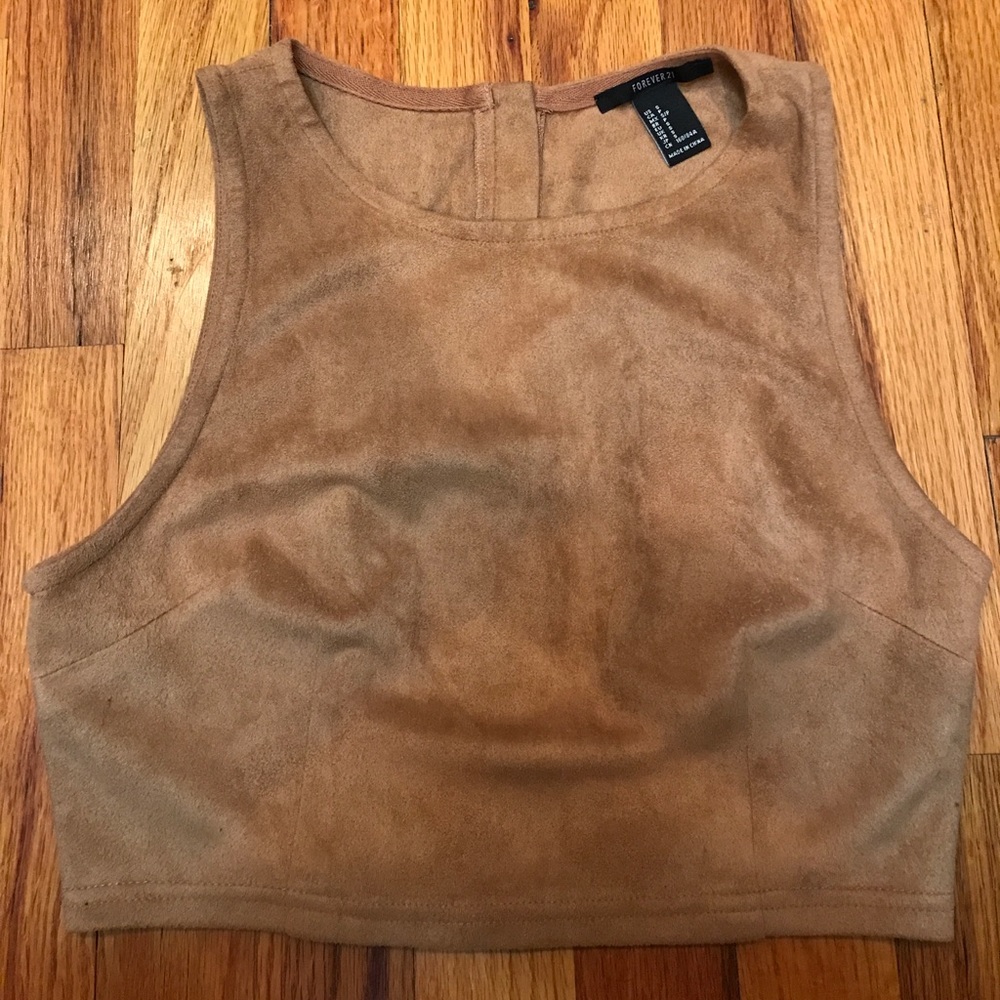 Brown Suede Crop Top