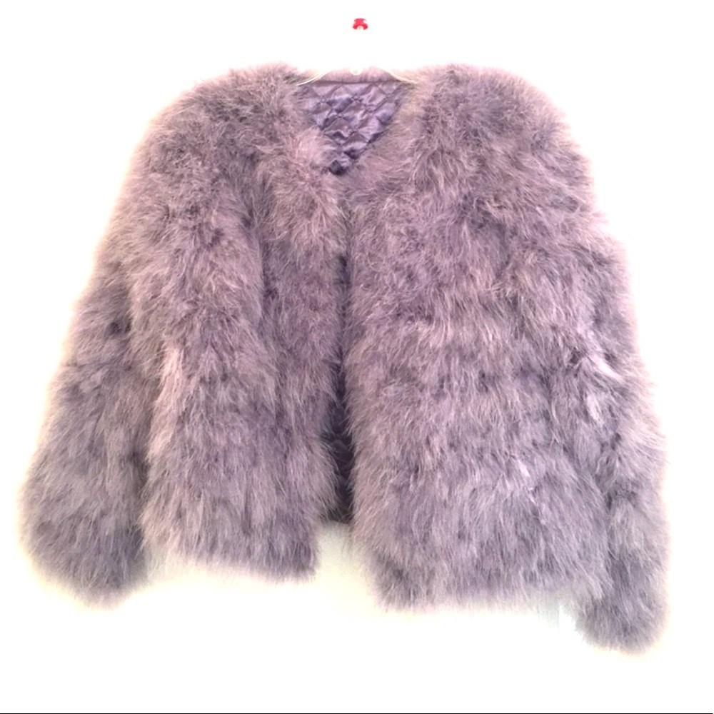 Olive & Lille Hepburn feather jacket in gray