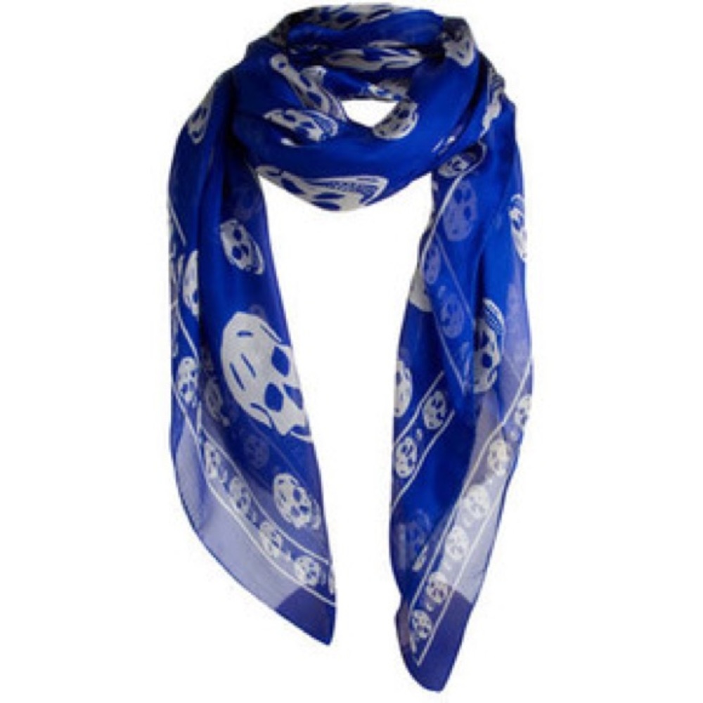 Alexander McQueen Skull Print Silk Chiffon Scarf
