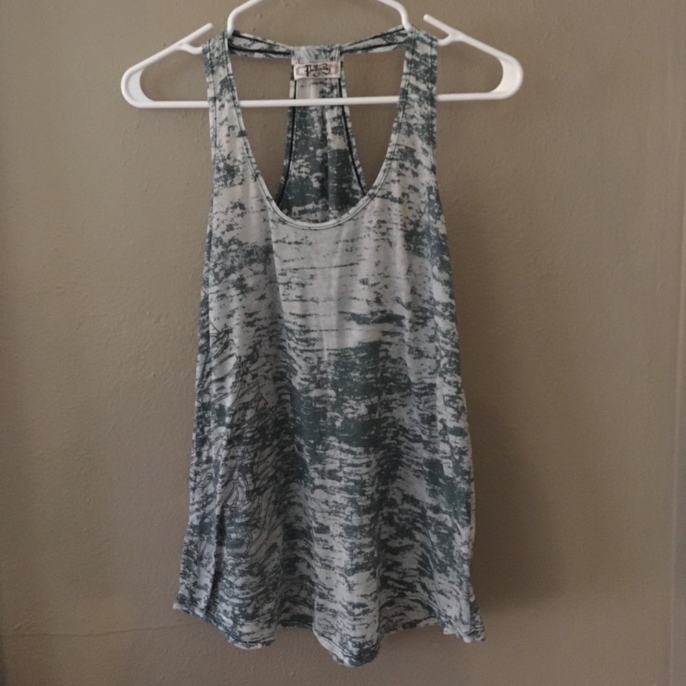 Green and White Burnout Tank
