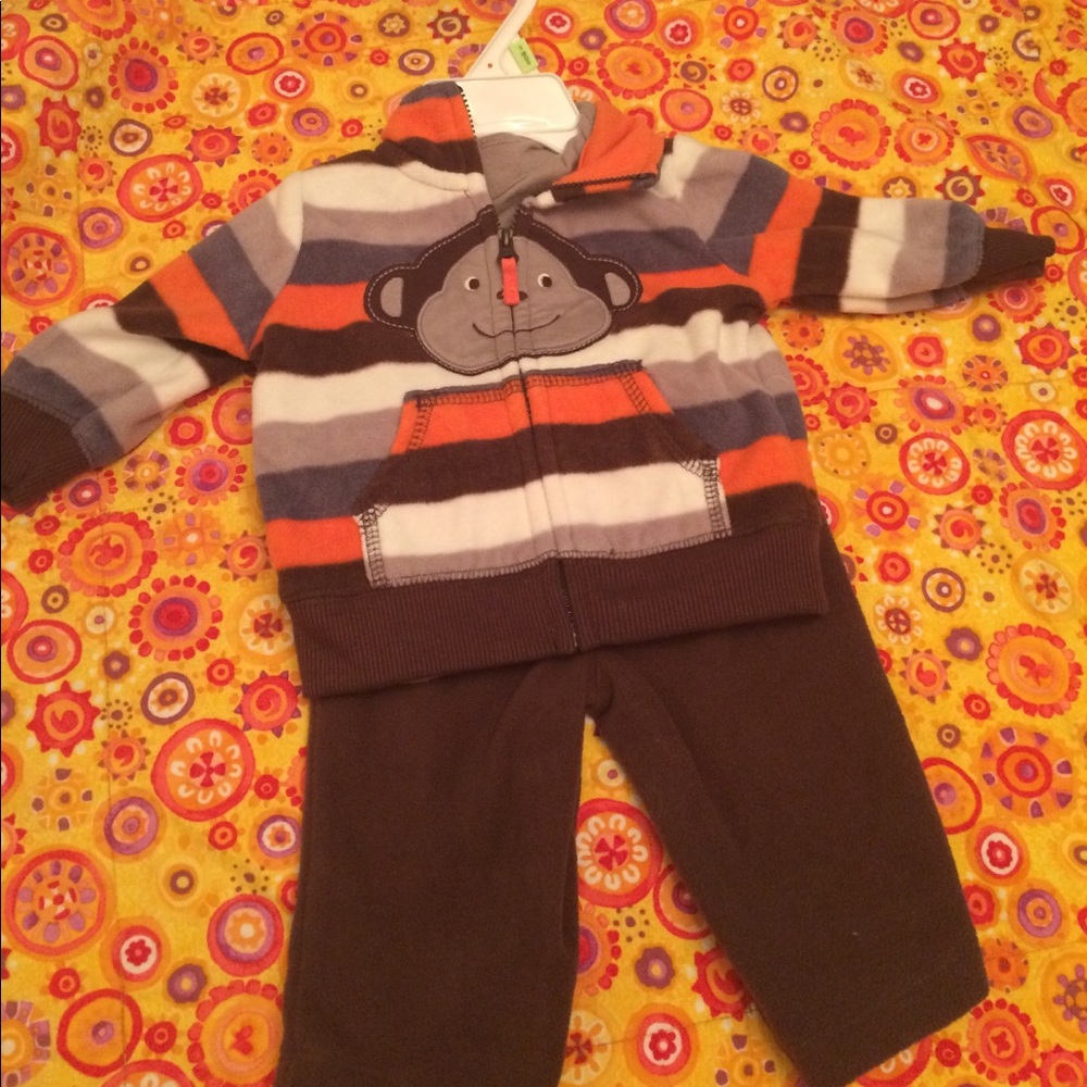 Baby boy three piece monkey fleece set