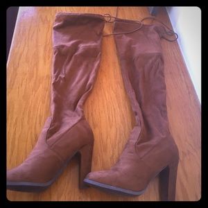 Knee high faux-suede boots