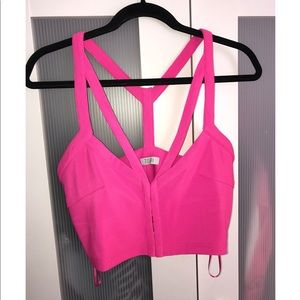 Cut-out hot pink crop top