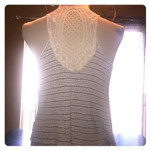 Black & White Patterned Tank with Crochet Back