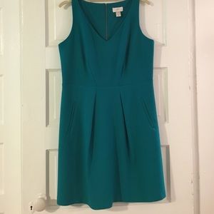 Loft 10P Petite Teal Dress with Pockets