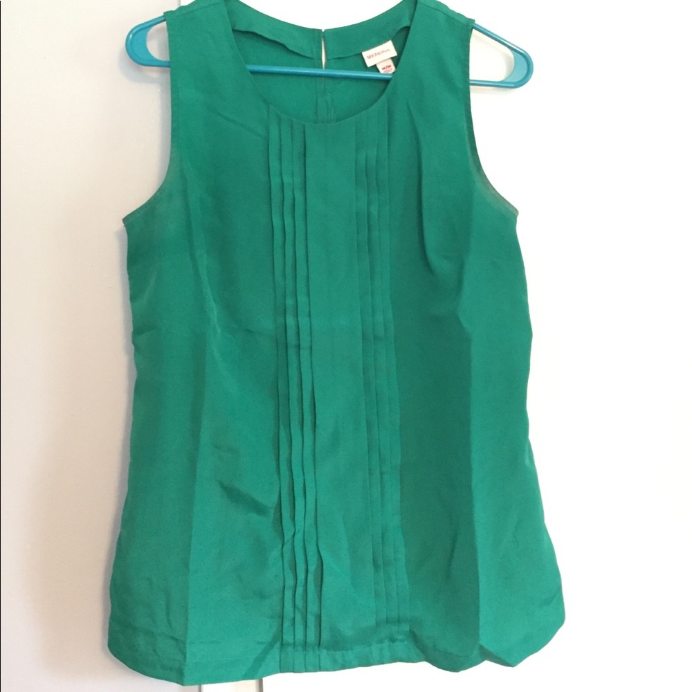 Merona green pintuck blouse