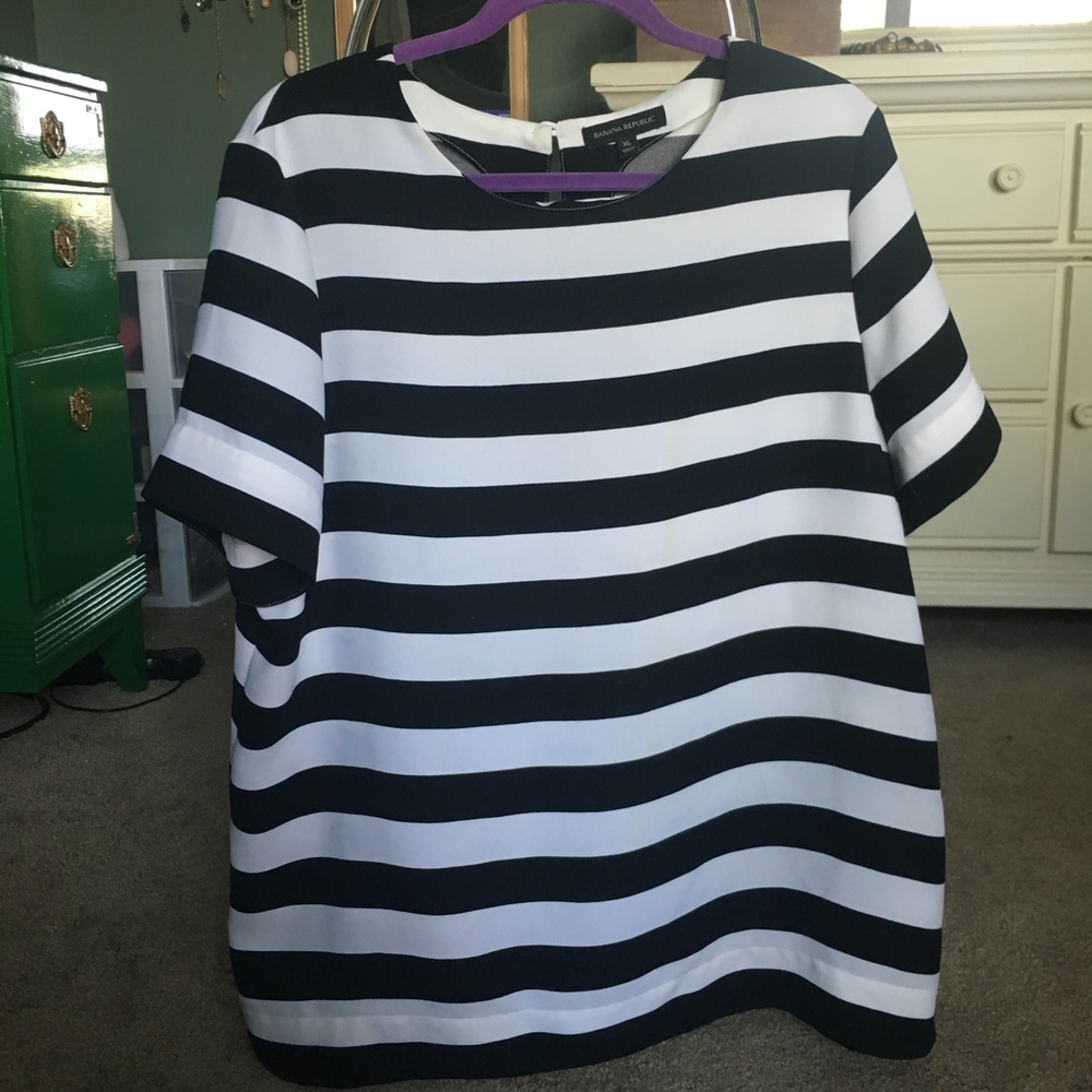 Banana Republic striped short-sleeve blouse