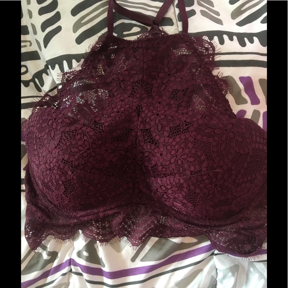 VS Pink Lace High Neck Bra
