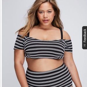 Lane Bryant Black & White Eyelet Bikini Top 40C