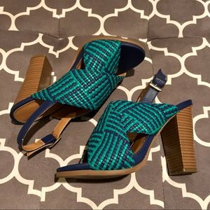 Like New Leila Stone Block Heeled Sandals