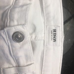 Hudson white denim jeans with frayed hem