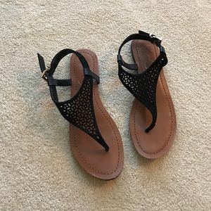 Black Laser Cut Sandals