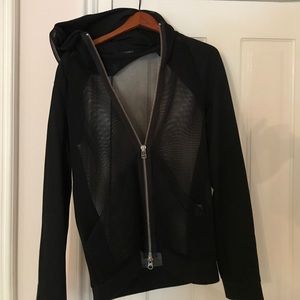 Black mesh zip hoodie by dubic