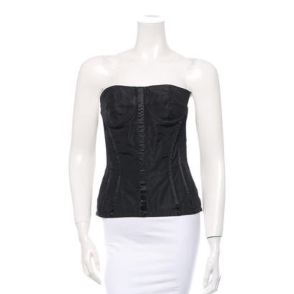 nwot Rochas silk & grosgrain trim bustier top