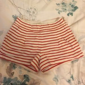 J.Crew Pleated Red White Shorts