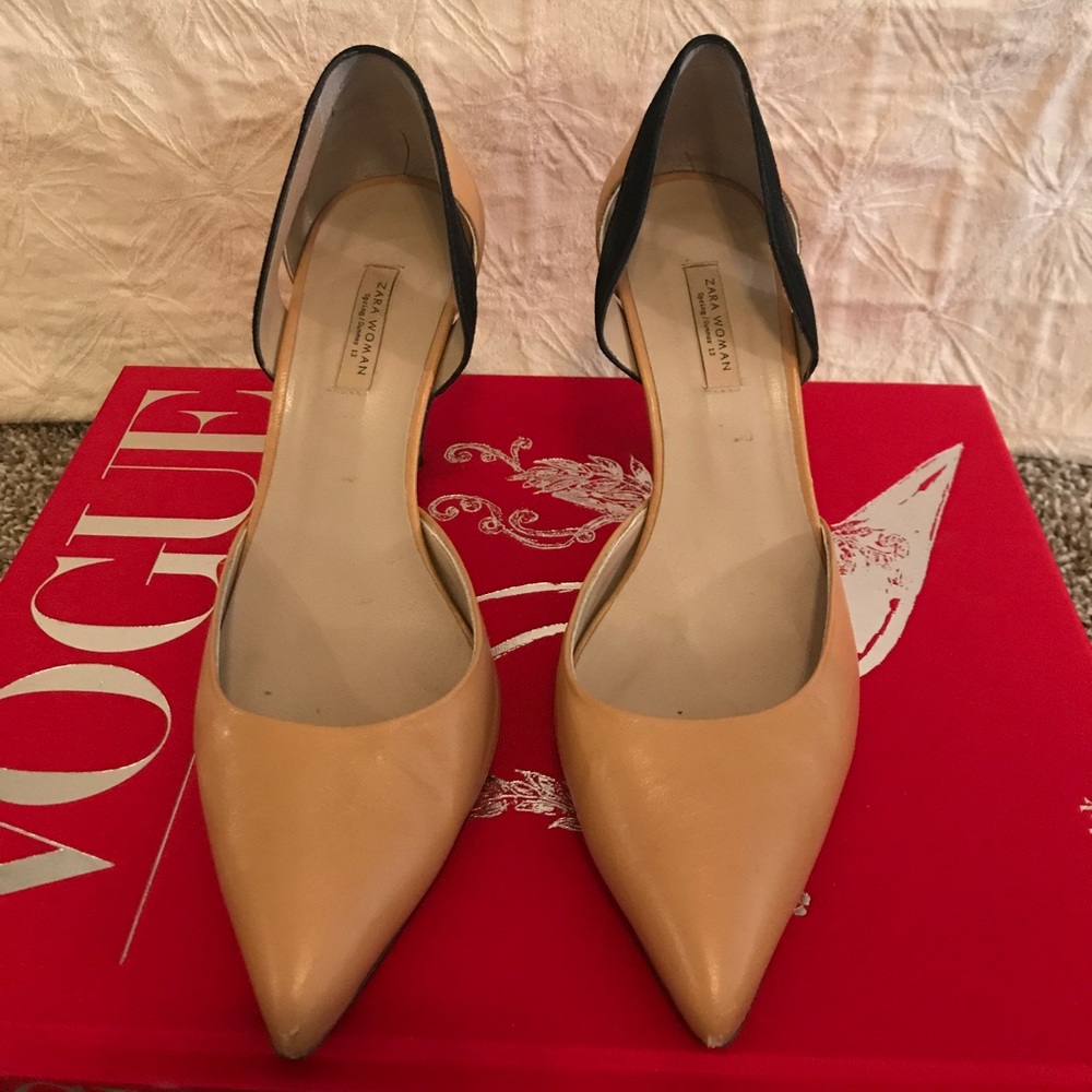 Zara Leather Heels with Suede Detail