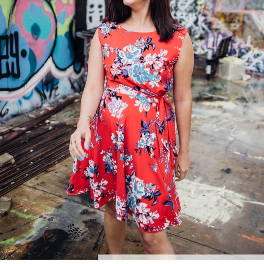 Tahari Faux Wrap Dress