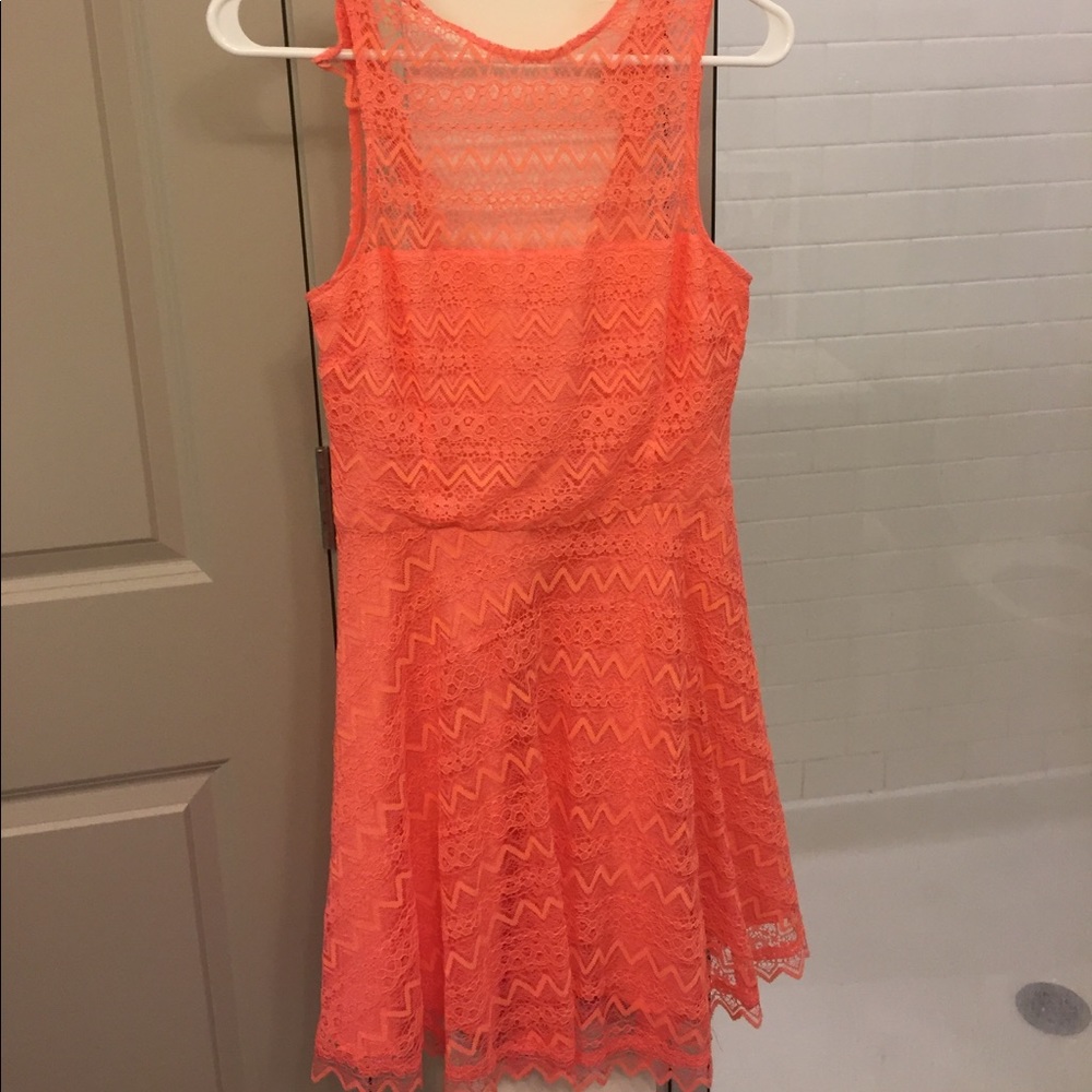 BB Dakota lace coral dress