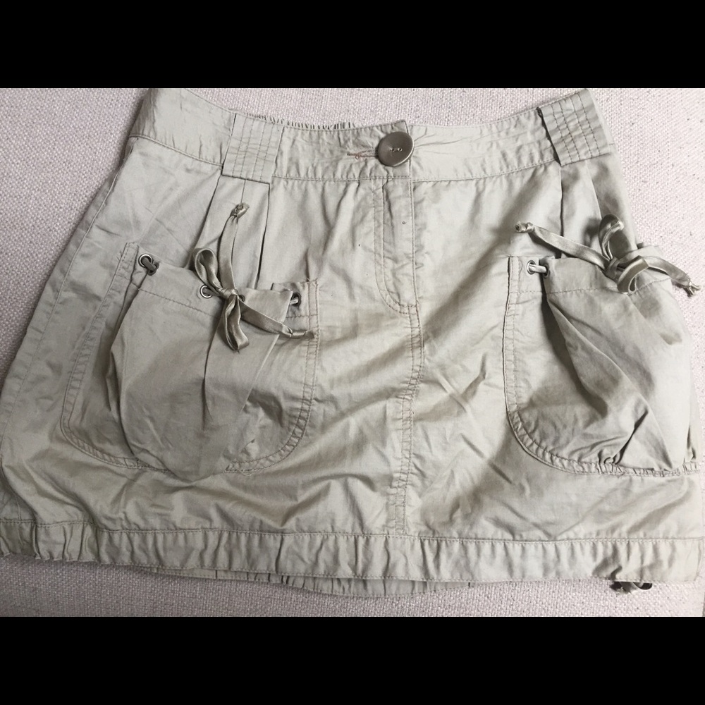 Nanette Lepore Khaki Tie Pocket Mini Skirt