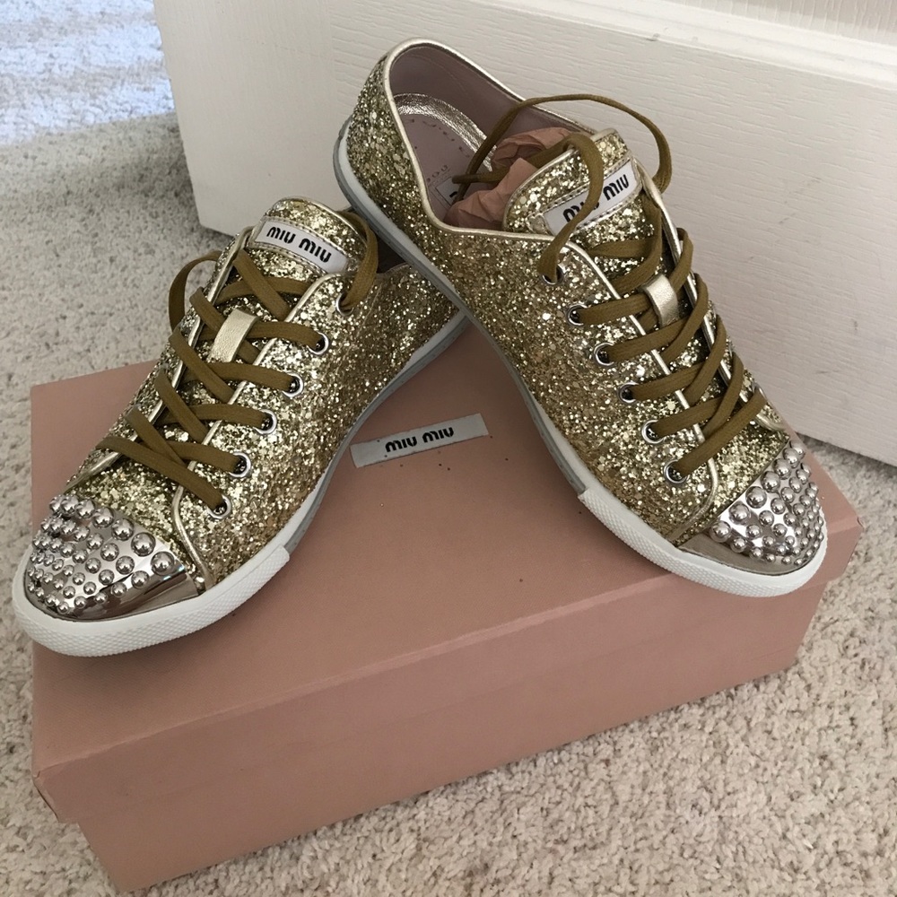 MIU MIU glitter trainers size 36.5