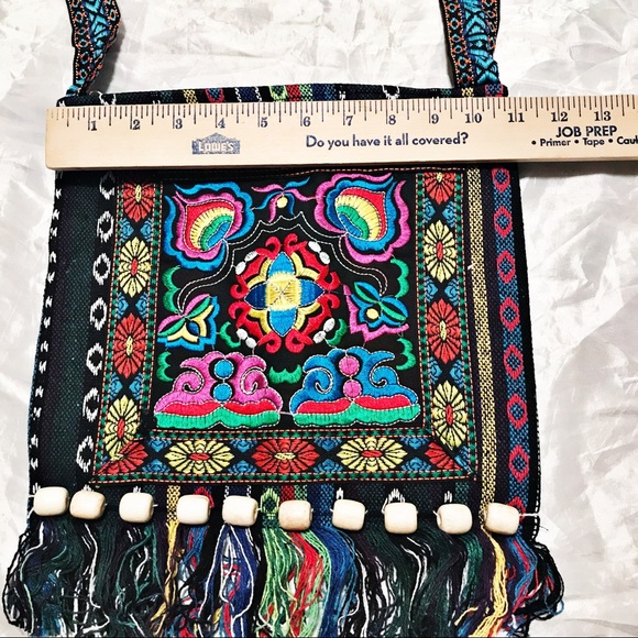 Crossbody Bag Boho Festival Hippie Fringe Beads - Picture 2 of 5