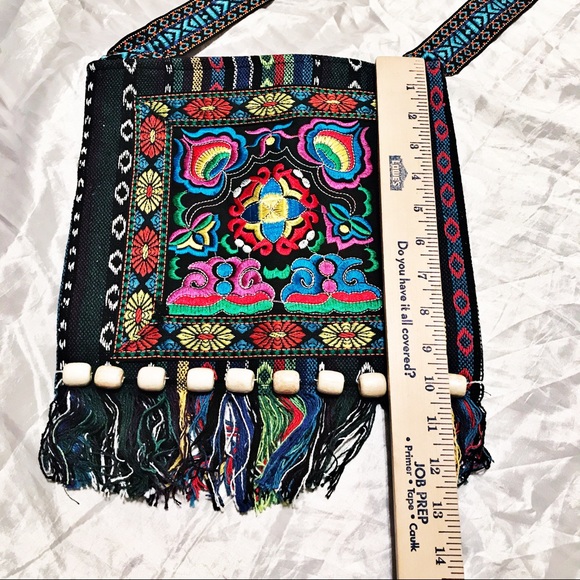 Crossbody Bag Boho Festival Hippie Fringe Beads - Picture 3 of 5