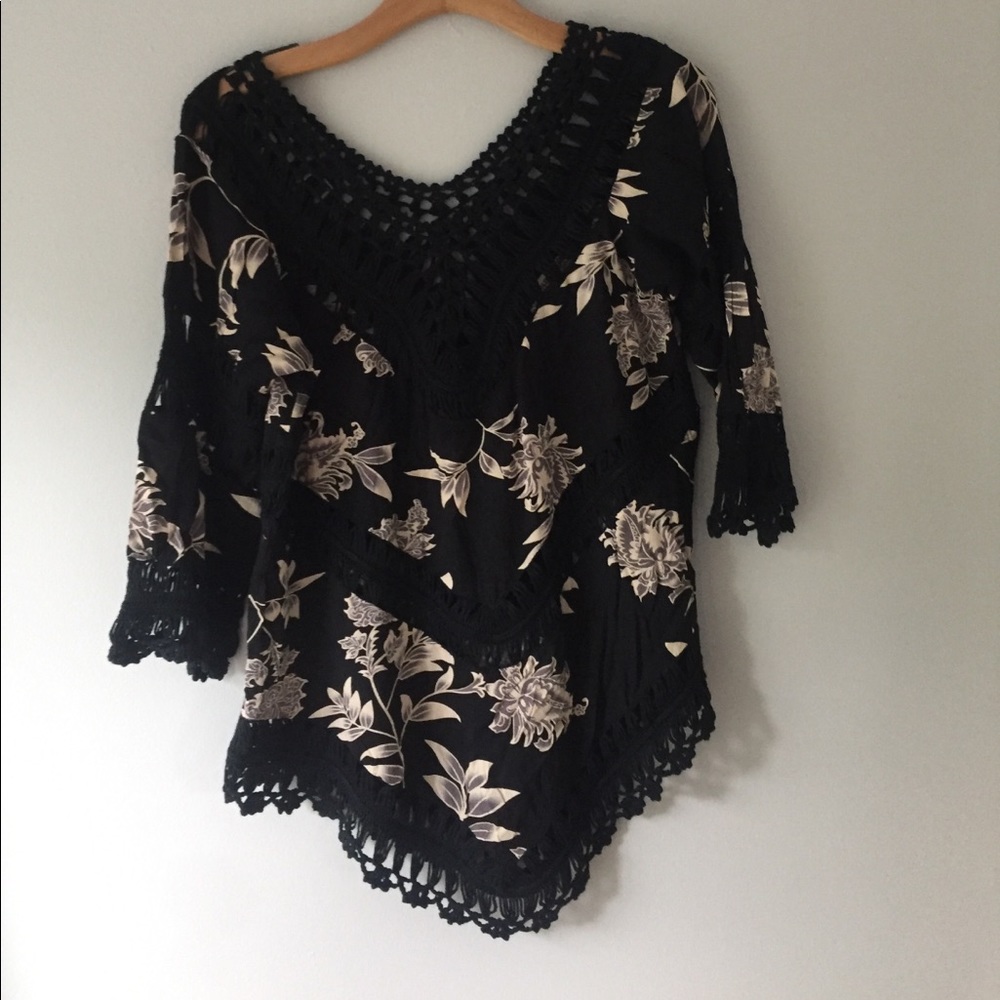 Black crochet swimsuit cover up