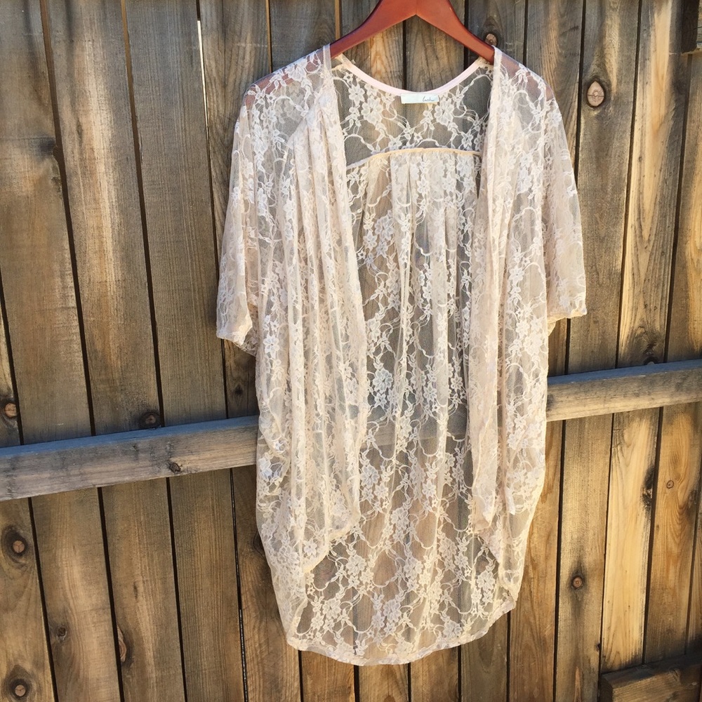 Lush Sheer Lace Kimono Cardigan