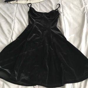 Black velvet bustier dress