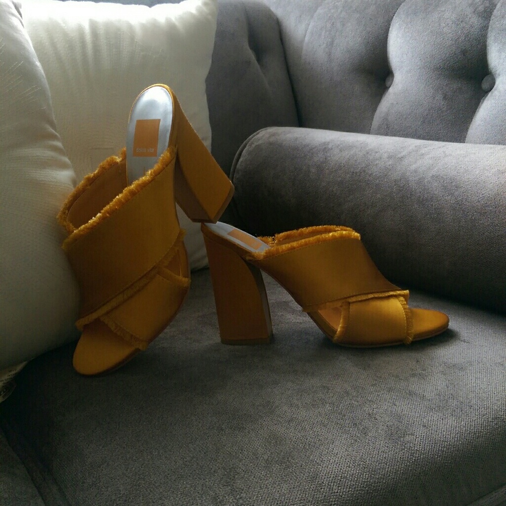 Saffron Satin Mules