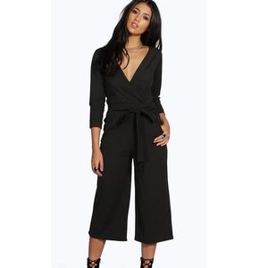 Black wide-legged jumpsuit