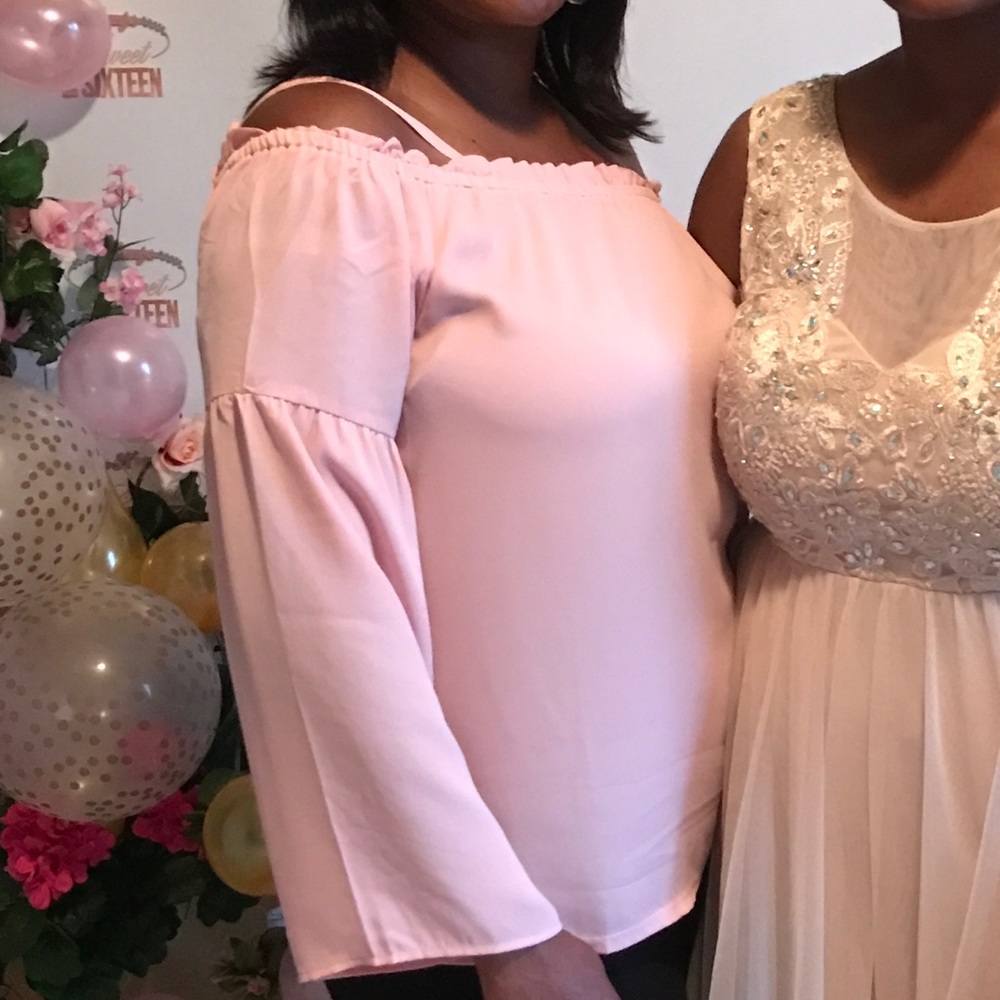 INC pink rose off the shoulder blouse