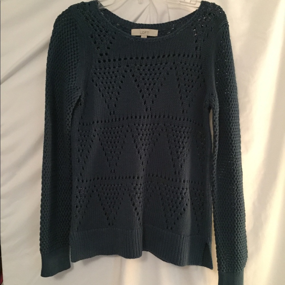 Teal Blue Eyelet Sweater