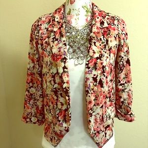Lush drape front floral blazer
