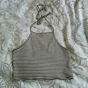 Striped halter crop top