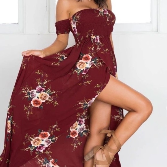 🌹 Beach Burgundy Maxi Dress - Picture 2 of 6