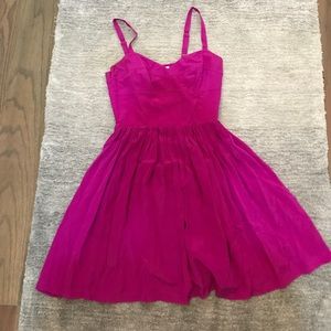 Magenta silk bustier party dress