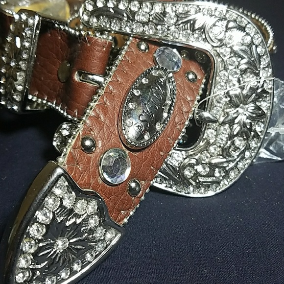 Women\'s brown bling western belt main image 4