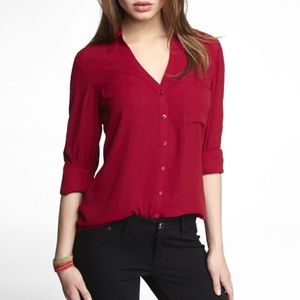 Express Red Pocket Portofino Blouse